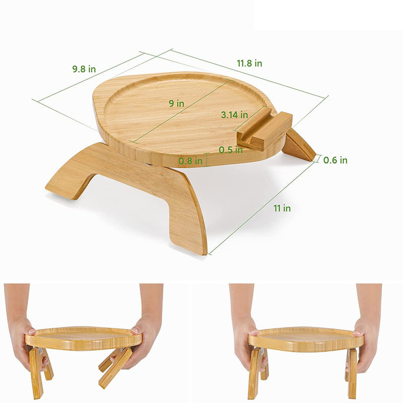 Sleek Bamboo Sofa Tray – Stylish & Spill-Proof Design