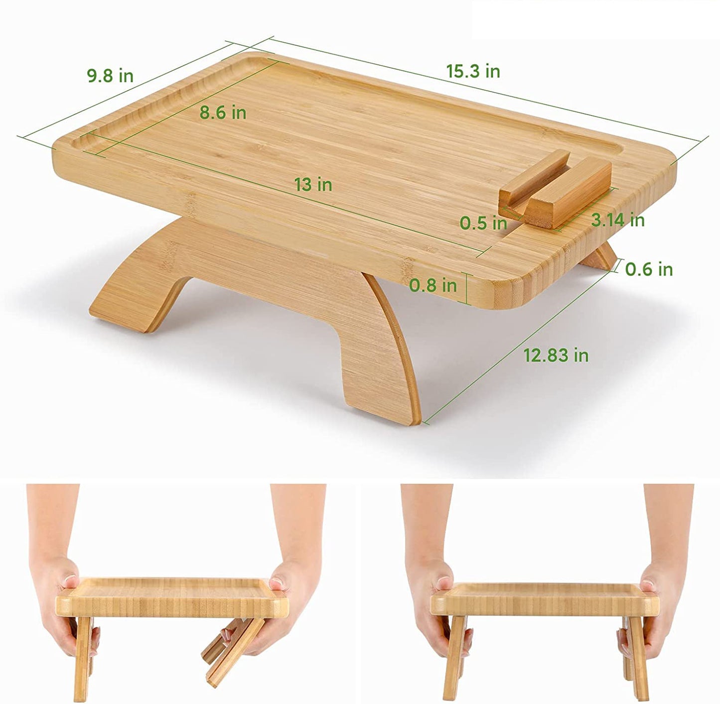 Sleek Bamboo Sofa Tray – Stylish & Spill-Proof Design